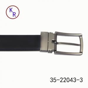 All Black Chic Reversible Genuine Cow Leather Belts for Men Adjustable Pin Buckle Belt for Men 35-22043