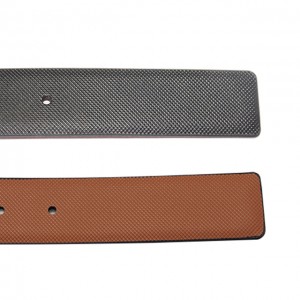 Custom Logo OEM ODM Pin Buckle Belt Men Cowhide Genuine Leather Belts Rotatable Reversible Single Side Business Dress Belt 35-22044