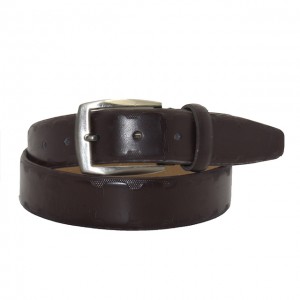Casual Leather Belt with Brushed Nickel Buckle