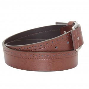 Leather Belt with Braided Detailing and Brass Accents