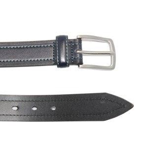 Textured Leather Jeans Belt with Unique Buckle 35-23455