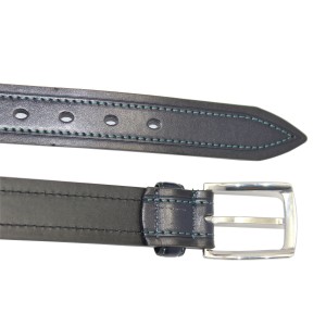Textured Leather Jeans Belt with Unique Buckle 35-23455