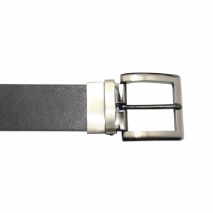 Adjustable Leather Belt with Double Buckles 40-23292
