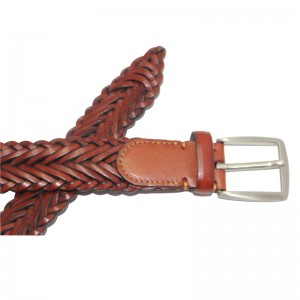Customized Wholesale High Quality Woven Braided Men Yellowish brown Belt 30-16165