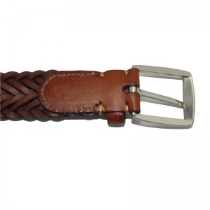 Customized Wholesale High Quality Woven Braided Men Yellowish brown Belt 30-16165