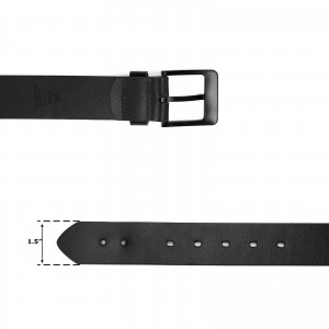 Black Leather Jeans Belt with Silver Studs 40-23445A