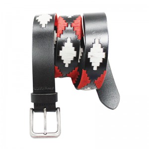 Polo Belt Hand-Stitched leather Unisex Designer Belts for Men 35-15379