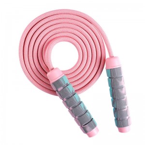 Adjustable Length 9mm Pink Cotton skipping Rope graffiti foam handle weight jump rope