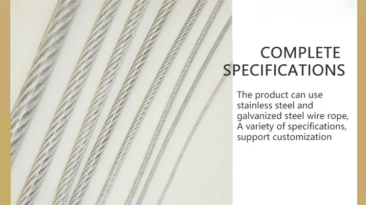 Wide range of usage transparent coated steel wire rope