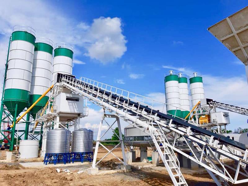 HZS120 concrete batching plant in Philippines