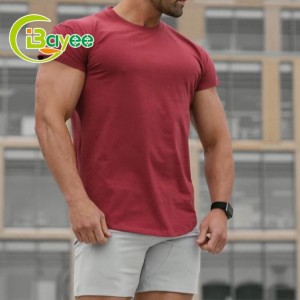 Mga T-shirt na Fitness Fitness ng Men's Short Sleeve Gym