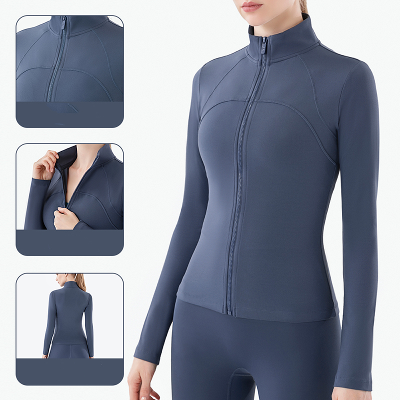 Female Pure Color Tight Fitness Yoga Jackets