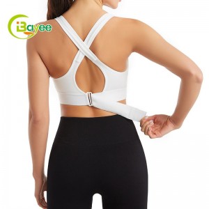 Suxeitador deportivo para mulleres con cremalleira frontal e alto impacto con tiras para a espalda