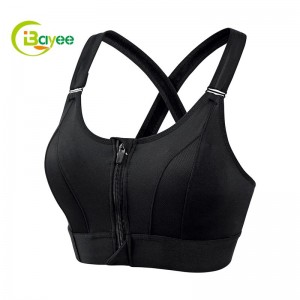 Zip Zip Front High Impact Strappy Back Support Sport Bra
