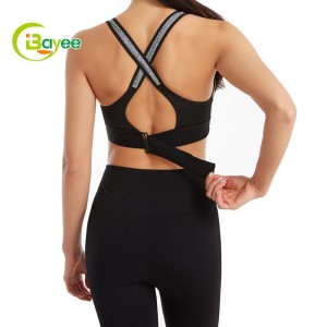 Damen-Sport-BH mit hohem Aufprallschutz und Rückenunterstützung und Reißverschluss vorne