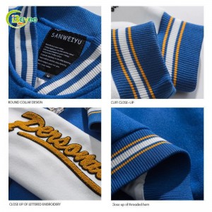 Custom Logo Baseball Loose Casual Varsity Sport Jersey Jacket