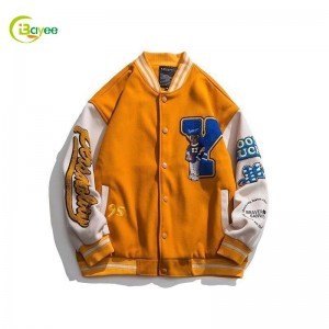Suaicheantas Custom Baseball Loose Casual Varsity Spòrs Jersey Jacket