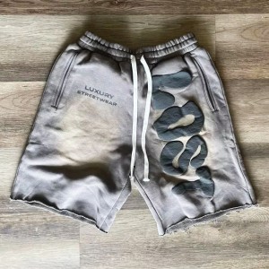 Custom Vintage 100% bomull menns 3D puff printing shorts