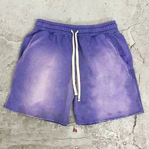 Custom Acid Washed Raw Edge French Terry Cotton Shorts