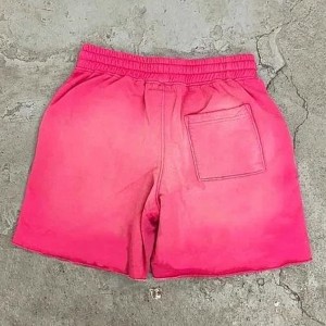 Gepasmaakte Acid Washed Raw Edge French Terry Cotton Shorts