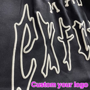 Custom Men's Streetwear 3D Puff Printing Logo Shorts