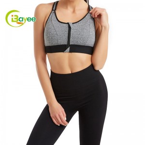 Women's Zip Front High Impact Strappy Back Support Sports BH