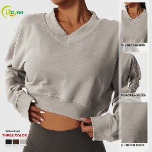 Women Ribbed Crew Collum Cropped Shirt