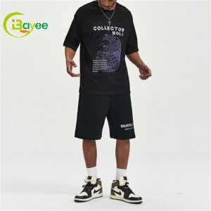 पुरुषों की ड्रॉप शोल्डर प्रिंटिंग लोगो टी शर्ट