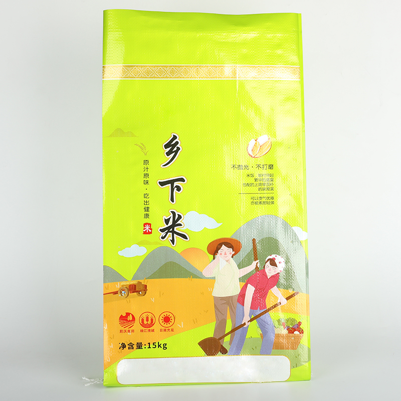 Pabrika 5kg 25kg 50kg Rice Flour BOPP Laminated PP Woven Bag nga adunay Plastic Handle
