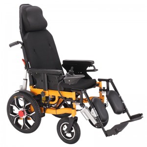 Fauteuil roulant électrique inclinable confortable à dossier haut pour personnes âgées handicapées