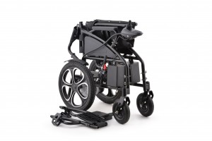 ລໍ້ເຫຼັກອາລູມີນຽມໄຟຟ້າຢືນຂຶ້ນ Folding Wheel Chair Manual Electric Wheelchair with Flip-up and Height-Adjustable inclined armrest
