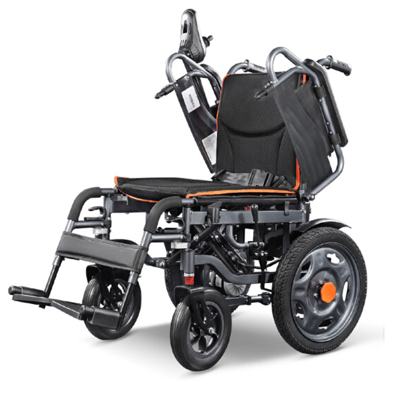 Scaun cu rotile pliabil din oțel, aluminiu, cu putere, scaun cu rotile electric manual cu cotieră rabatabilă și înclinată reglabilă pe înălțime