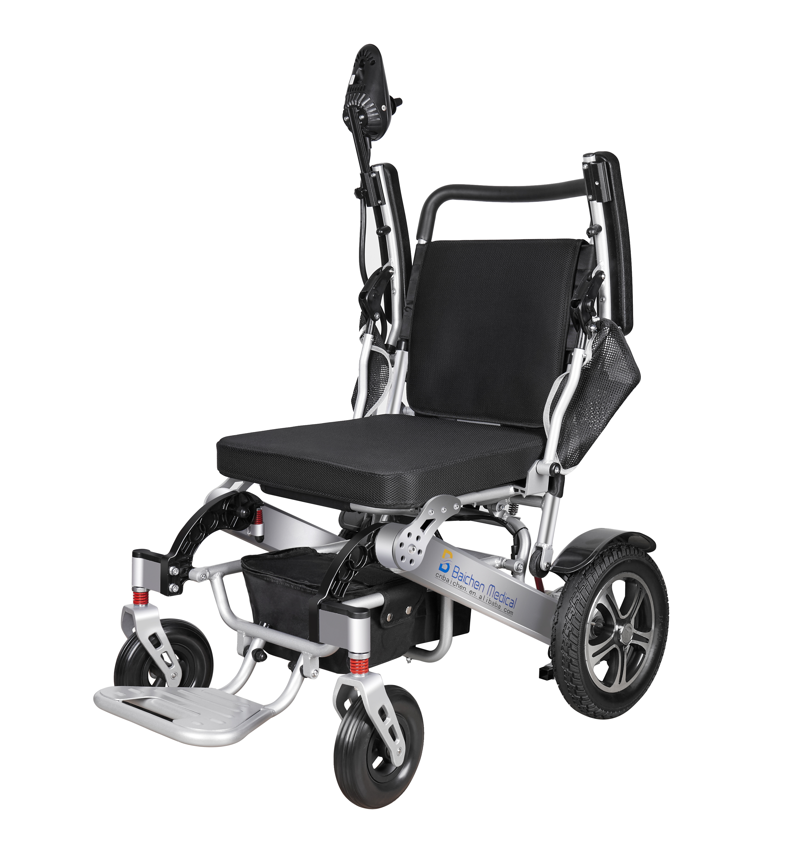 Nova cadeira de rodas eléctrica lixeira de aluminio con baterías de litio Imaxe destacada