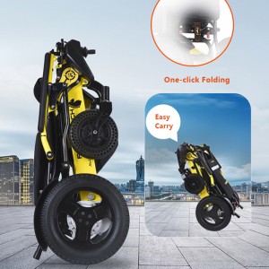 12 ″ Ma Wheel Lightweight Portable Transport Folding Wheelchair for olumala ndi Mabuleki Amanja