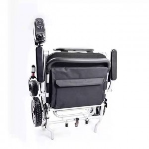 كرسي متحرك كهربائي فاخر قياسي خفيف الوزن من الألومنيوم قابل للطي يدويًا