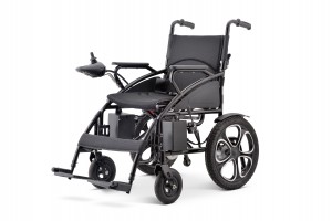 Cadeira de rodas plegable de aceiro de aluminio Cadeira de rodas eléctrica manual con reposabrazos inclinado abatible e axustable en altura