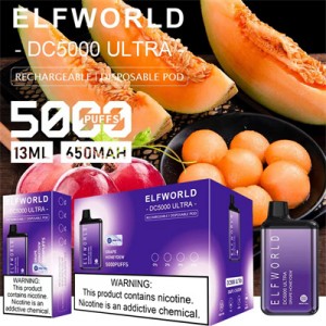 ELFWORLD DC5000 ULTRA RECHARGEABLE DISPOSABLE DISPOSABLE VAPE POD DEVICE (5000 PUFFS)