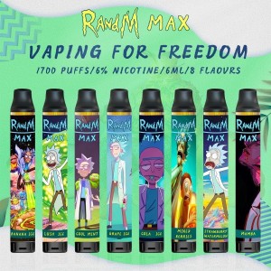 RandM Max% 6 Nikotin 1700 Puffs Sıcak Satış Tek Kullanımlık Vape Kalemi