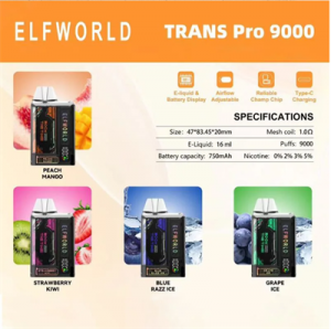Elfworld Trans PRO 9000 Zbood e rokok Pena Elfworld Vape Sekali Pakai