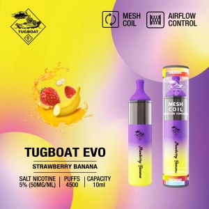 Airflow Control Tugpod ඉවත දැමිය හැකි නවතම උපාංගය 4500 Puffs Tugboat Evo Vape Juice