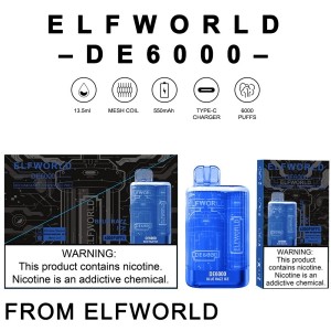 ความนิยมขายส่ง ELFWorld DE 6000 Pod Vape แบบรีฟิลได้