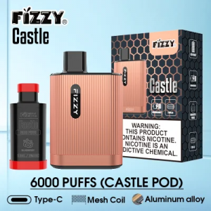 Vendas quentes Fizzy Castle 6000 Puff Sistema de cápsulas pechadas Tipo-C Desechable E Vape