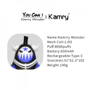 Kamry Self Modelling Monster Disposable 8000 Puffs 18ml Rechargeable E Liquid Vape