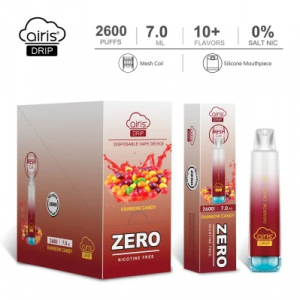 ორიგინალური Airis Drip Zero 2600 Puffs ერთჯერადი Vape კალმები Zero Nicotine ელექტრონული სიგარეტი