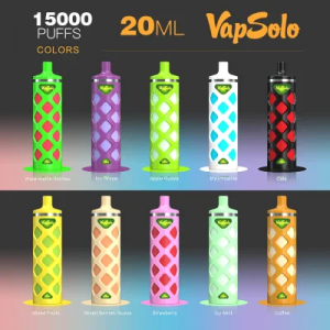 Vapesolo డిస్పోజబుల్ Vaporiser హుక్కా పెన్ పాడ్ 15000 పఫ్ 650 mAh రీఛార్జిబుల్ 20ml LED వేప్