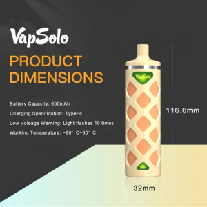 Vapesolo Disponibel Vaporiser Hookah Pen Pod 15000 Puff 650 mAh Uppladdningsbar 20ml LED Vape