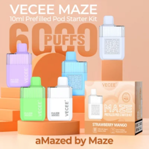 Vecee-Maze 일회용 포드 도매 맞춤형 기화기 펜 5% 소금 니코틴 충전식 6000 퍼프