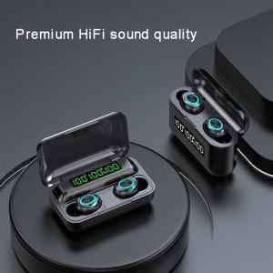 F9-1 Portable Mini Power Bank Earphone Wireless True Stereo Earphone TWS In-Ear Headphone nga adunay LED Display