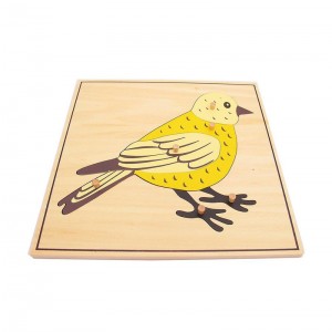 Drewniane puzzle w kształcie ptaka Montessori