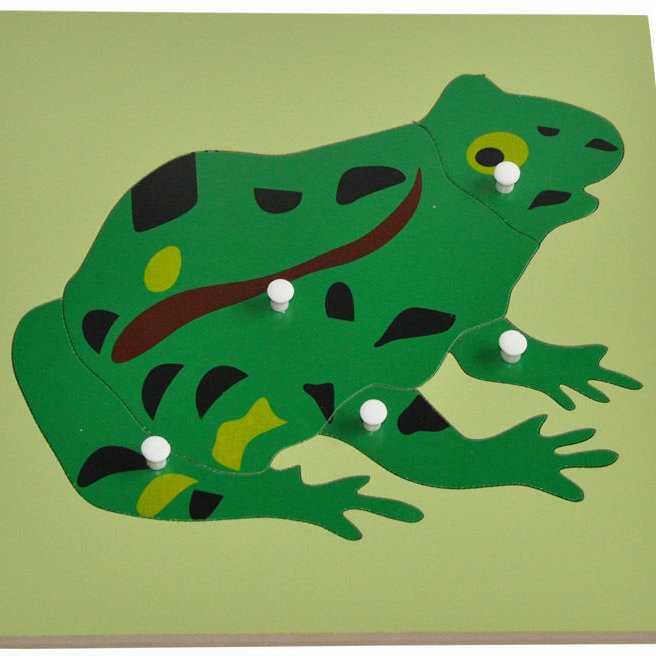 Children Wooden Montessori Animal Peg Jigsaw Puzzle Toy Frog Featured Image